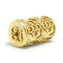 Bali Beads Vermeil-24k Gold Plated - Vermeil Barrel and Pipe Beads, 24K Gold Vermeil on Sterling Silver B1005V