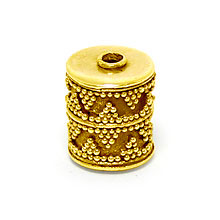 Bali Beads | Sterling Silver Vermeil-24k Gold Plated - Vermeil Barrel and Pipe Beads, 24K Gold Vermeil on Sterling Silver B1037V