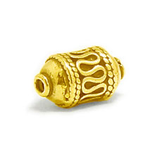 Bali Beads | Sterling Silver Vermeil-24k Gold Plated - Vermeil Barrel and Pipe Beads, 24K Gold Vermeil on Sterling Silver B1039V