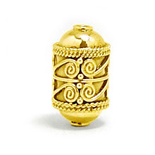 Bali Beads | Sterling Silver Vermeil-24k Gold Plated - Vermeil Barrel and Pipe Beads, 24K Gold Vermeil on Sterling Silver B1040V