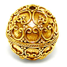 Bali Beads | Sterling Silver Vermeil-24k Gold Plated - Vermeil Round Beads, 24K Gold Vermeil on Sterling Silver B5027V 