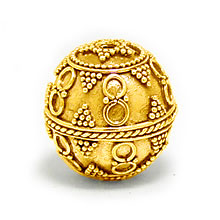 Bali Beads | Sterling Silver Vermeil-24k Gold Plated - Vermeil Round Beads, 24K Gold Vermeil on Sterling Silver B5030V 
