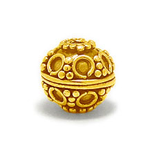 Bali Beads | Sterling Silver Vermeil-24k Gold Plated - Vermeil Round Beads, 24K Gold Vermeil on Sterling Silver B5032V 