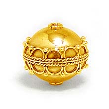Bali Beads | Sterling Silver Vermeil-24k Gold Plated - Vermeil Round Beads, 24K Gold Vermeil on Sterling Silver B5082V 