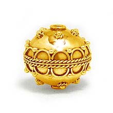 Bali Beads | Sterling Silver Vermeil-24k Gold Plated - Vermeil Round Beads, 24K Gold Vermeil on Sterling Silver B5083V 