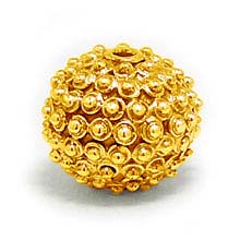 Bali Beads | Sterling Silver Vermeil-24k Gold Plated - Vermeil Round Beads, 24K Gold Vermeil on Sterling Silver B5115V 