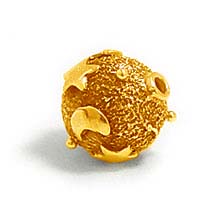 Bali Beads | Sterling Silver Vermeil-24k Gold Plated - Vermeil Round Beads, 24K Gold Vermeil on Sterling Silver B5121V 