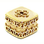 Bali Beads Vermeil-24k Gold Plated - Vermeil Square Beads, 24K Gold Vermeil on Sterling Silver B7006V