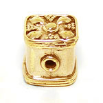 Bali Beads Vermeil-24k Gold Plated - Vermeil Square Beads, 24K Gold Vermeil on Sterling Silver B7007V