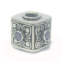Bali Beads Silver Beads - Large Hole Beads, Large Hole Beads With Stone - BS001