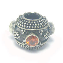 Bali Beads Silver Beads - Large Hole Beads, Large Hole Beads With Stone - BS005