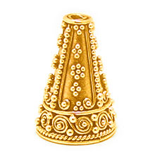 Bali Beads | Sterling Silver Vermeil-24k Gold Plated - Vermeil Cone Caps, Vermeil Bead Caps On Sterling Silver