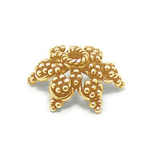 Bali Beads Vermeil-24k Gold Plated - Vermeil Granulated Caps, 24K Gold Vermeil on Sterling Silver C2001V