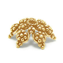 Bali Beads | Sterling Silver Vermeil-24k Gold Plated - Vermeil Granulated Caps, 24K Gold Vermeil on Sterling Silver C2002V