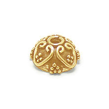 Bali Beads | Sterling Silver Vermeil-24k Gold Plated - Vermeil Ornate Caps, 24K Gold Vermeil on Sterling Silver C3001V