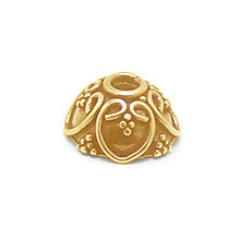 Bali Beads | Sterling Silver Vermeil-24k Gold Plated - Vermeil Ornate Caps, 24K Gold Vermeil on Sterling Silver C3002V