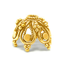 Bali Beads | Sterling Silver Vermeil-24k Gold Plated - Vermeil Ornate Caps, Vermeil Bead Caps On Sterling Silver