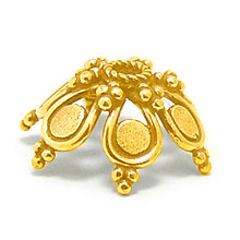 Bali Beads | Sterling Silver Vermeil-24k Gold Plated - Vermeil Ornate Caps, Vermeil Bead Caps On Sterling Silver