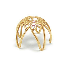 Bali Beads Vermeil-24k Gold Plated - Vermeil Wired Bead Caps, 24K Gold Vermeil on Sterling Silver C4001V