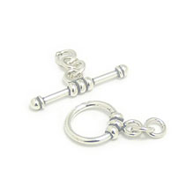 Bali Beads Silver Toggles and Claps - Simple Toggles, Silver Beads T2001