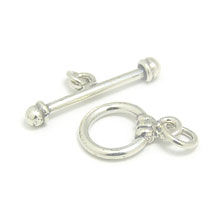 Bali Beads | Sterling Silver Silver Toggles and Claps - Simple Toggles, Silver Beads T2002