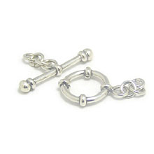 Bali Beads | Sterling Silver Silver Toggles and Claps - Simple Toggles, Silver Beads T2004