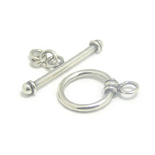 Bali Beads | Sterling Silver Silver Toggles and Claps - Simple Toggles, Silver Beads T2009