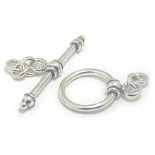 Bali Beads | Sterling Silver Silver Toggles and Claps - Simple Toggles, Silver Beads T2012