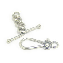 Bali Beads | Sterling Silver Silver Toggles and Claps - Simple Toggles, Silver Beads T2020