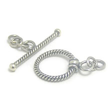 Bali Beads | Sterling Silver Silver Toggles and Claps - Twisted Wire Toggles, Silver Beads T3003