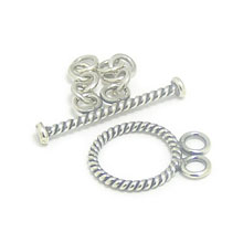 Bali Beads | Sterling Silver Silver Toggles and Claps - Twisted Wire Toggles, Silver Beads T3004