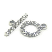 Bali Beads | Sterling Silver Silver Toggles and Claps - Twisted Wire Toggles, Silver Beads T3008