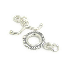 Bali Beads | Sterling Silver Silver Toggles and Claps - Twisted Wire Toggles, Silver Beads T3009