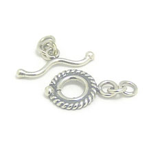 Bali Beads | Sterling Silver Silver Toggles and Claps - Twisted Wire Toggles, Silver Beads T3011