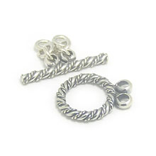 Bali Beads Silver Toggles and Claps - Twisted Wire Toggles, Silver Beads T3012