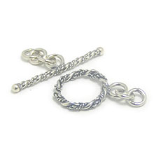 Bali Beads | Sterling Silver Silver Toggles and Claps - Twisted Wire Toggles, Silver Beads T3013
