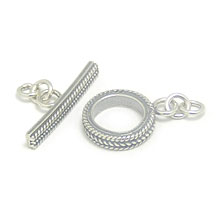 Bali Beads | Sterling Silver Silver Toggles and Claps - Twisted Wire Toggles, Silver Beads T3016