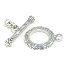Bali Beads | Sterling Silver Silver Toggles and Claps - Twisted Wire Toggles, Silver Beads T3017