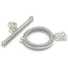 Bali Beads | Sterling Silver Silver Toggles and Claps - Twisted Wire Toggles, Silver Beads T3019