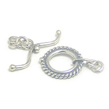 Bali Beads | Sterling Silver Silver Toggles and Claps - Twisted Wire Toggles, Silver Beads T3021
