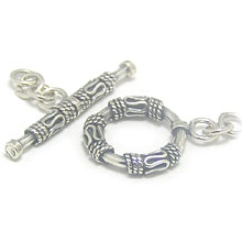 Bali Beads | Sterling Silver Silver Toggles and Claps - Wired Toggles, Silver Beads T4004