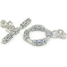 Bali Beads | Sterling Silver Silver Toggles and Claps - Wired Toggles, Silver Beads T4005