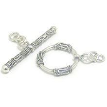 Bali Beads | Sterling Silver Silver Toggles and Claps - Wired Toggles, Silver Beads T4006
