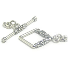 Bali Beads | Sterling Silver Silver Toggles and Claps - Wired Toggles, Silver Beads T4008