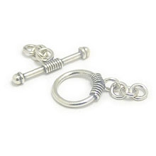 Bali Beads | Sterling Silver Silver Toggles and Claps - Wired Toggles, Silver Beads T4009
