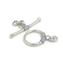 Bali Beads | Sterling Silver Silver Toggles and Claps - Wired Toggles, Silver Beads T4011