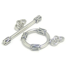 Bali Beads | Sterling Silver Silver Toggles and Claps - Wired Toggles, Silver Beads T4016