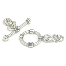 Bali Beads | Sterling Silver Silver Toggles and Claps - Wired Toggles, Silver Beads T4018