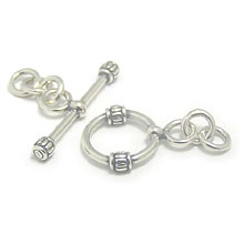 Bali Beads | Sterling Silver Silver Toggles and Claps - Wired Toggles, Silver Beads T4019