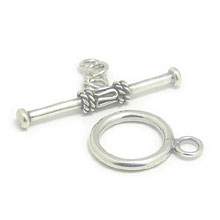 Bali Beads | Sterling Silver Silver Toggles and Claps - Wired Toggles, Silver Beads T4021